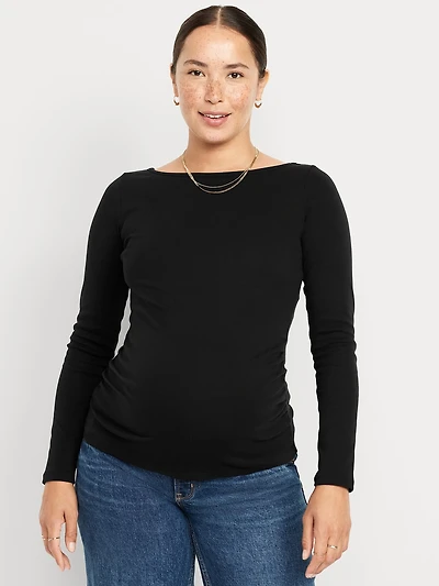 Maternity Long-Sleeve Boatneck T-Shirt