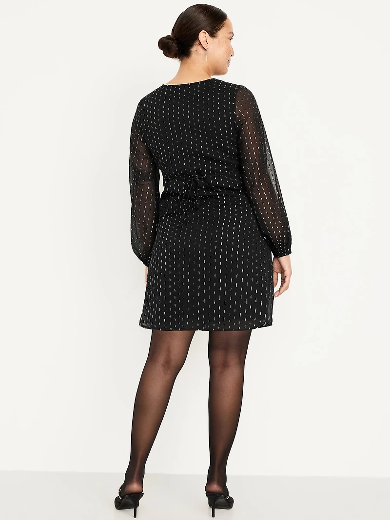 Maternity Textured Long-Sleeve Mini Dress
