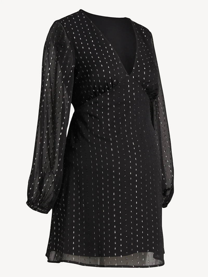 Maternity Textured Long-Sleeve Mini Dress