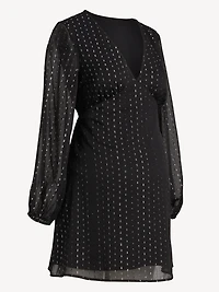 Maternity Textured Long-Sleeve Mini Dress