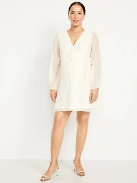 Maternity Textured Long-Sleeve Mini Dress