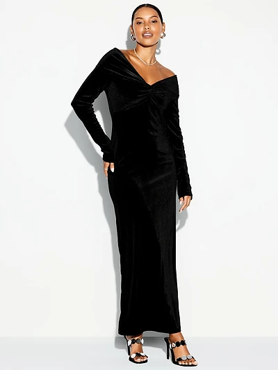 The Occasion by Old Navy Velvet Off-Shoulder Maxi Dress