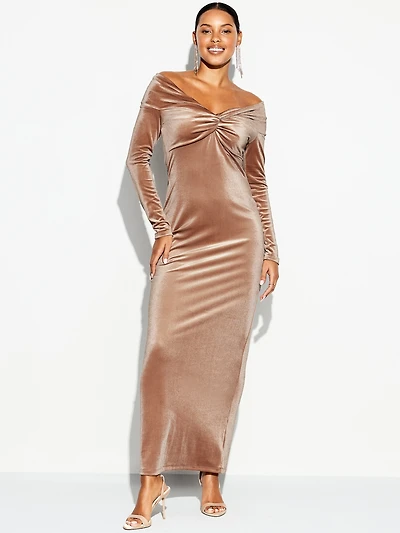 The Occasion by Old Navy Velvet Off-Shoulder Maxi Dress