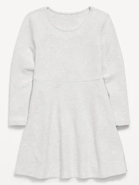 Cozy Long-Sleeve Ribbed Fit and Flare Dress for Girls