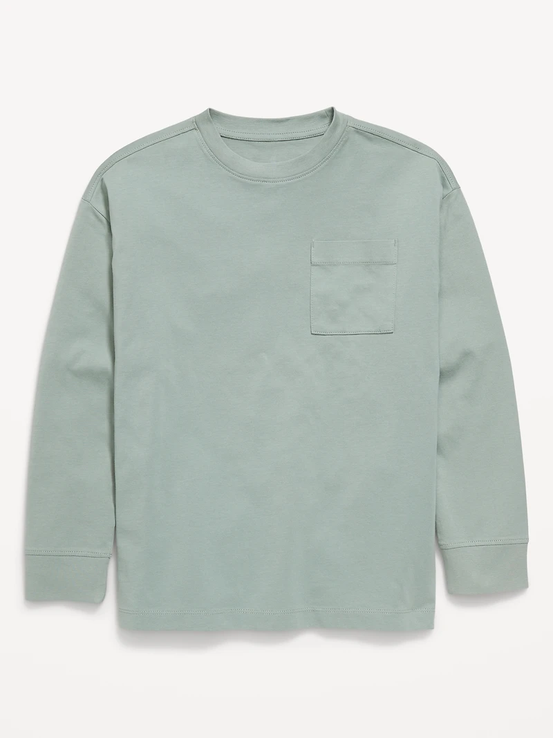 Oversized Long-Sleeve Pocket T-Shirt for Boys