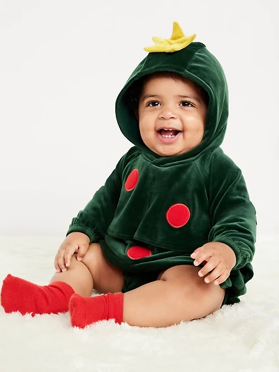 Unisex "Holiday Tree" Costume Hooded One-Piece Romper for Baby