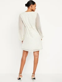 V-Neck Swiss Dot Mini Dress