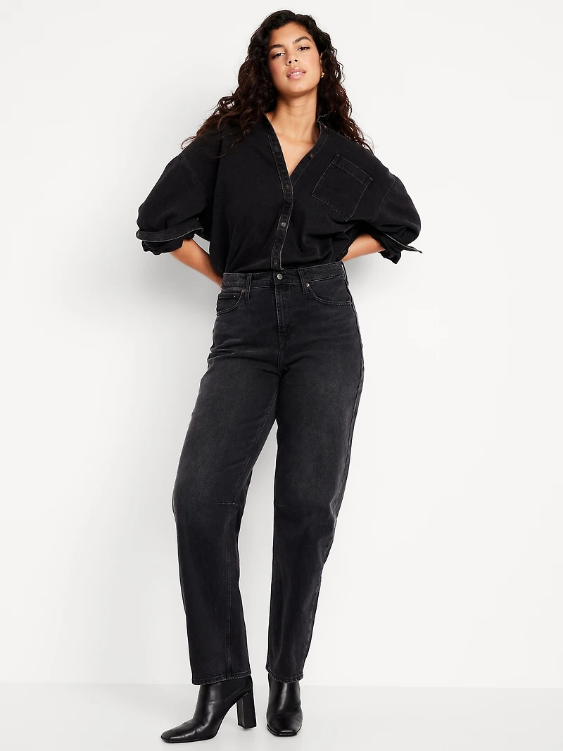 High-Waisted Barrel Jeans