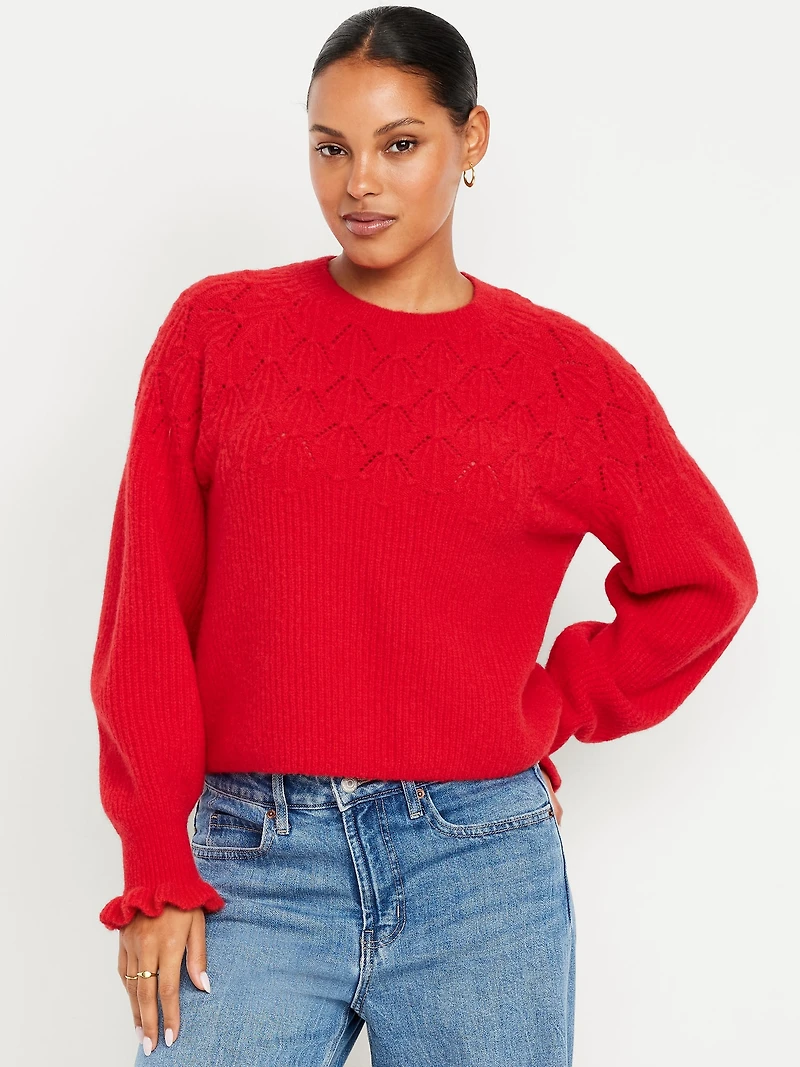Loose Crew-Neck Cropped Sweater