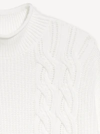 Seaside Cotton Roll-Neck Cable-Knit Sweater