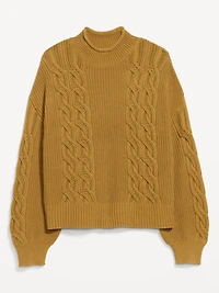 Seaside Cotton Roll-Neck Cable-Knit Sweater