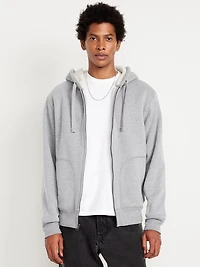 Sherpa-Lined Fleece Zip Hoodie