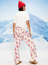 Mid-Rise Printed Flannel Pajama Pants for Women