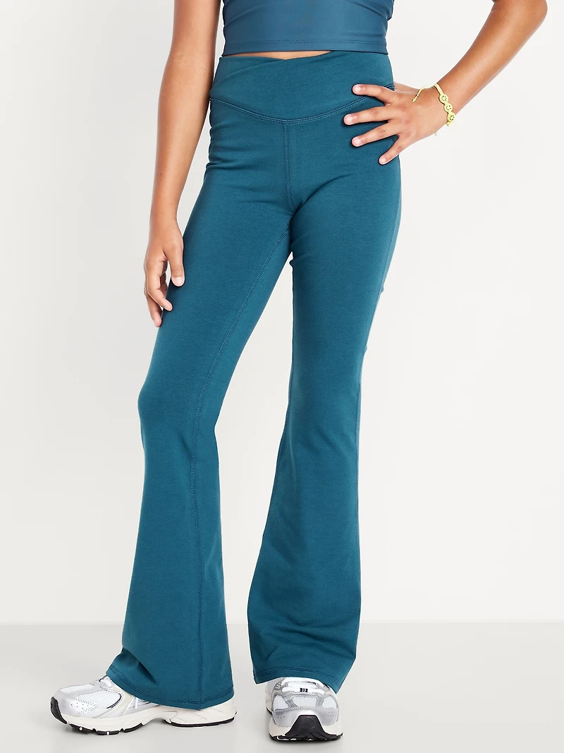 High-Waisted PowerChill Crossover Flared Leggings for Girls