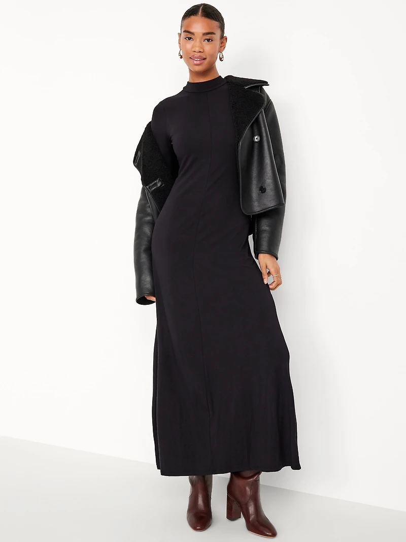 Mock Neck Maxi Dress
