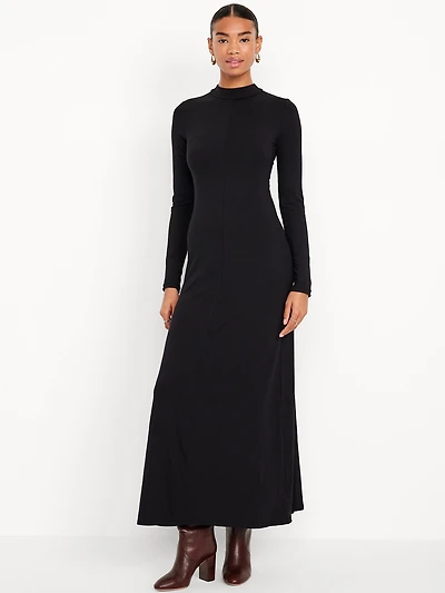 Mock-Neck Lace Maxi Dress