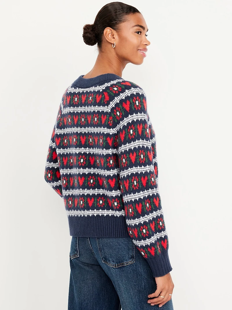 SoSoft Crew-Neck Printed Cardigan Sweater