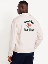 Collared Graphic Fleece Pullover