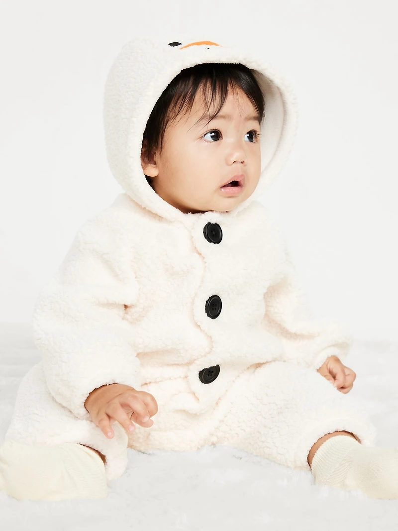 Hooded Sherpa Snowman One-Piece for Baby