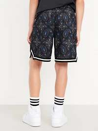 Printed Mesh Basketball Shorts for Boys (At Knee