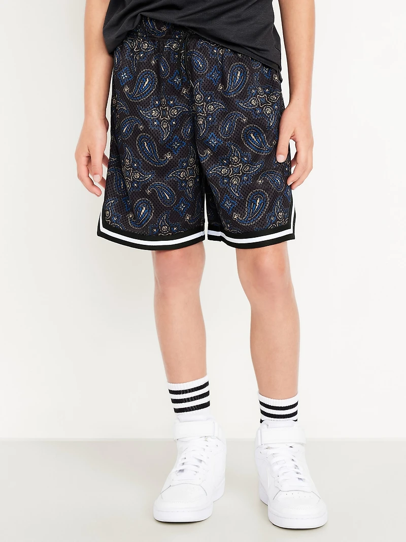 Printed Mesh Basketball Shorts for Boys (At Knee