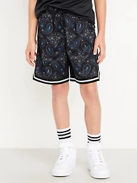 Printed Mesh Basketball Shorts for Boys (At Knee