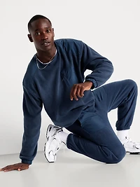 Oversized Microfleece Utility Pocket Crew-Neck