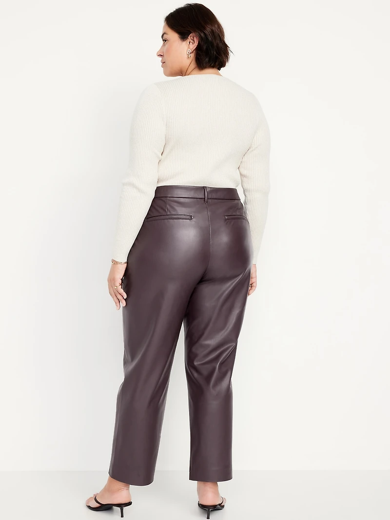 High-Waisted Faux-Leather Pixie Straight Pants
