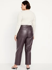 High-Waisted Faux-Leather Pixie Straight Pants