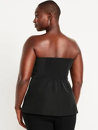 Beaded Taffeta Peplum Tube Top