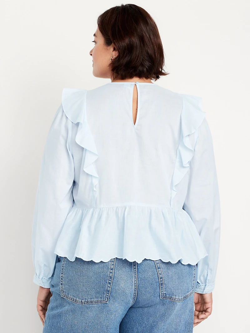High-Neck Ruffle Peplum Top