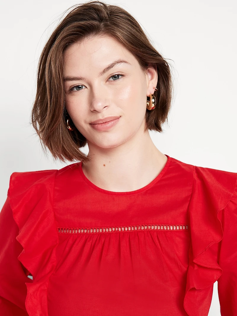 High-Neck Ruffle Peplum Top