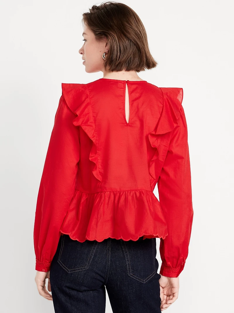High-Neck Ruffle Peplum Top