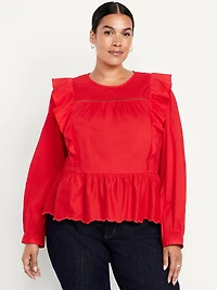 High-Neck Ruffle Peplum Top