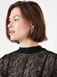 Mock Neck Lace Maxi Dress