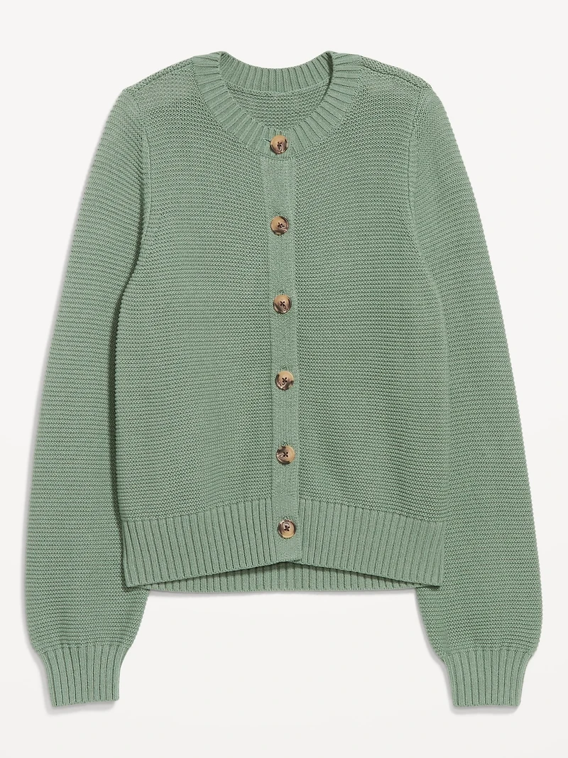 Seaside Cotton Garter-Knit Cardigan Sweater