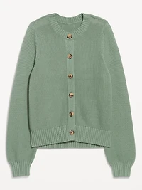 Seaside Cotton Garter-Knit Cardigan Sweater