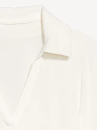 Split-Neck Long-Sleeve Pullover Shirt