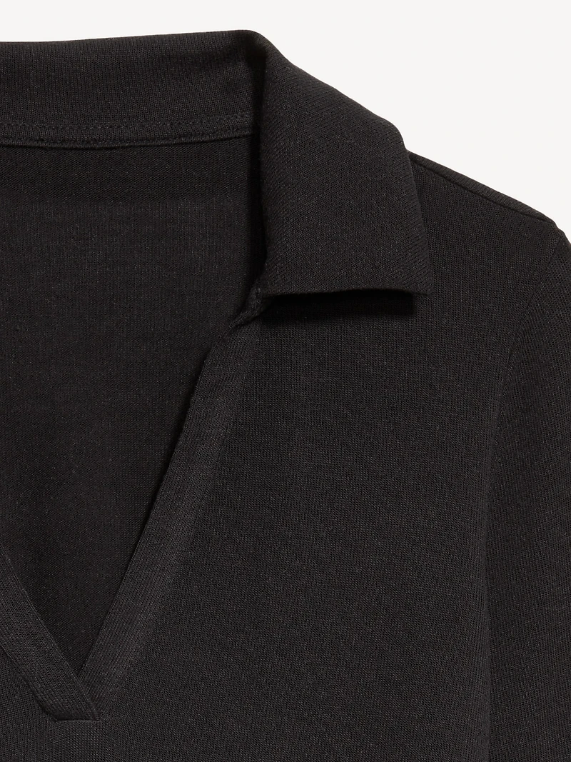 Split-Neck Long-Sleeve Pullover Shirt