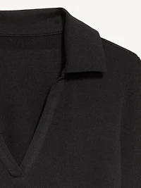 Split-Neck Long-Sleeve Pullover Shirt