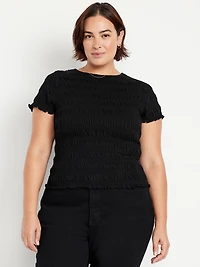 Slit-Neck Smocked Top
