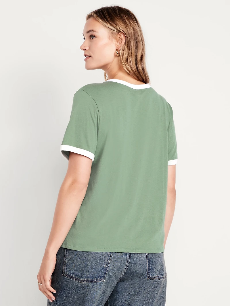 EveryWear Crew-Neck Logo-Graphic Ringer T-Shirt