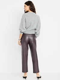 High-Waisted Faux-Leather Pixie Straight Pants