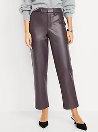 High-Waisted Faux-Leather Pixie Straight Pants