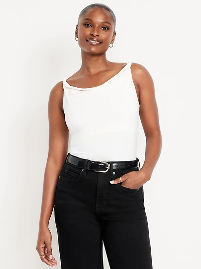 Cowl-Neck Twist-Strap Top