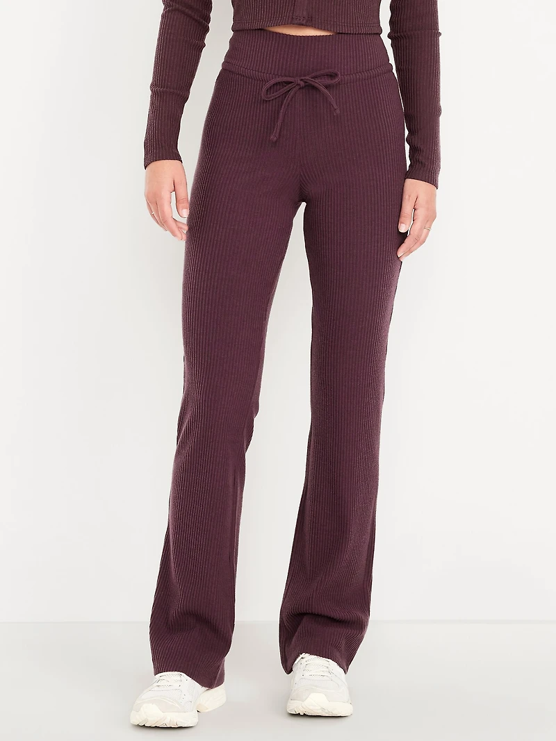 Extra High Waisted Sweater Ribbed Flare Pant