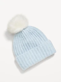 Ribbed Pom-Pom Beanie for Girls