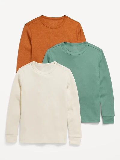 Long-Sleeve Thermal-Knit T-Shirt 3-Pack for Boys