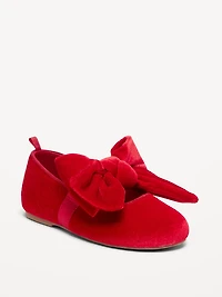 Velvet Bow Ballet Flats for Toddler Girls