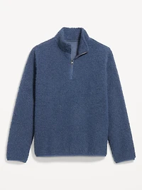Loose Bouclé Sherpa Quarter-Zip Pullover